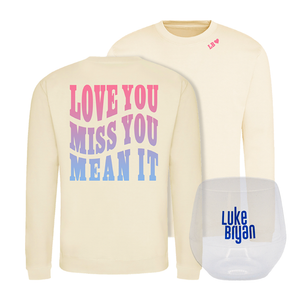 Love You Miss You Mean It Crew & Silicone Wine Glass Bundle