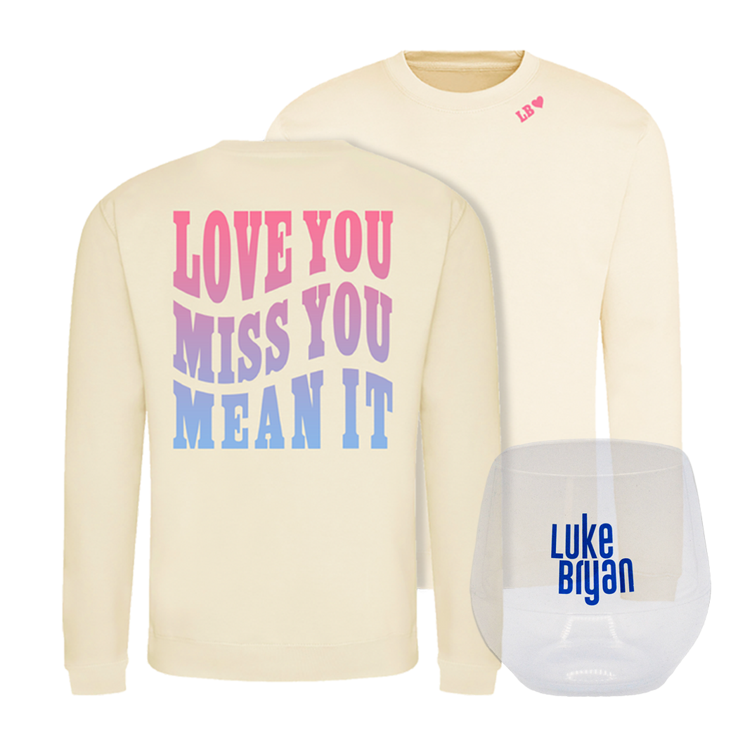 Love You Miss You Mean It Crew & Silicone Wine Glass Bundle