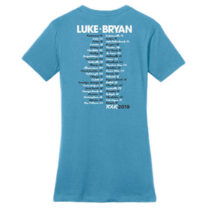 Luke Bryan Sunset Repeat Tour Ladies Blue Tee